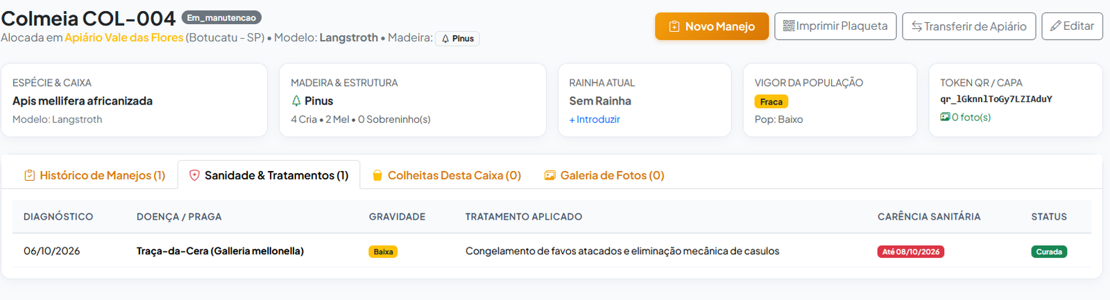 Colmeias & Inspeções