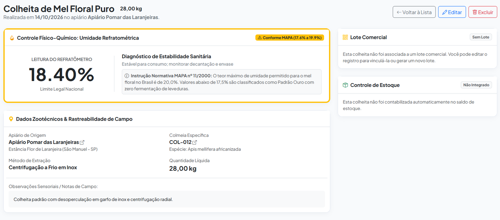 Produção & Colheitas
